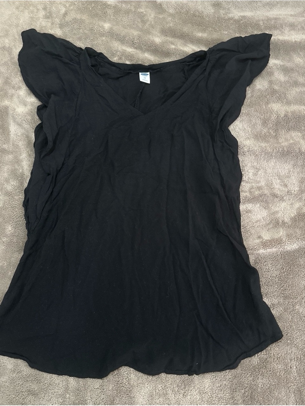 Old Navy Black V-Neck Flutter Sleeve Top